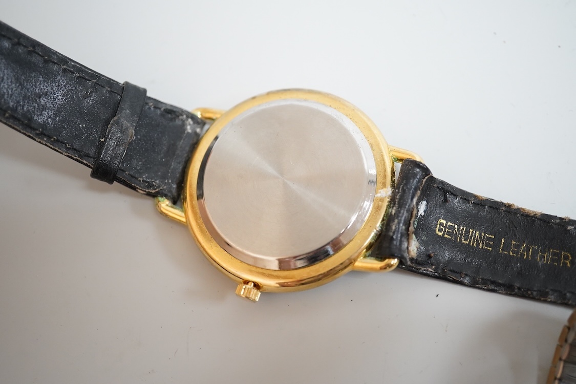 Eight assorted mainly gentleman's wrist watches, including a steel and gold plated Trident, Fero and over sized Citron.